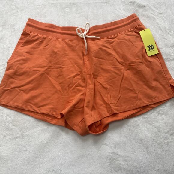 NWT All In Motion French Terry Mid Rise Shorts With Pockets Coral Orange Size 1X - Picture 1 of 11